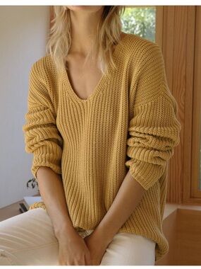 Jenni Kayne organic cotton fisherman Ribbed Knit Sweater size medium